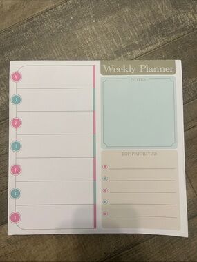 Weekly Planner Notepad - Pastel Pink, Teal & Cream Accents